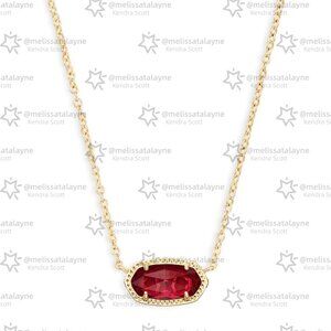 Elisa Gold Pendant Necklace in Berry Glass